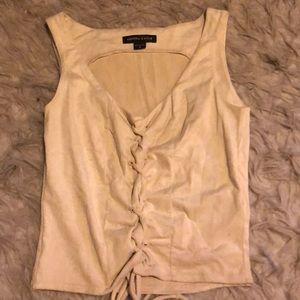Tied up tank top suede